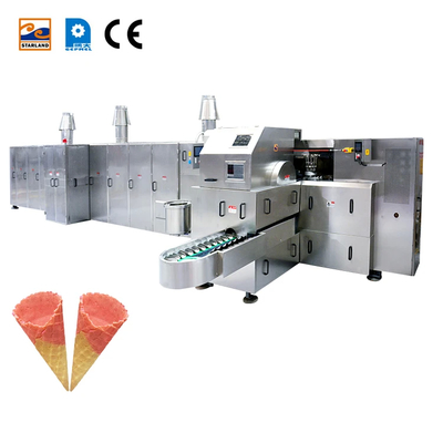 Línea de producción de cono de helado personalizado con velocidad ajustable y 101 platos de horneado para una alta productividad