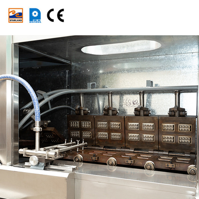 Máquina automática Monaka Wafer controlada por PLC Equipo de producción de bocadillos con 55 placas de hornear