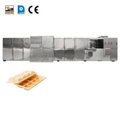 Línea de producción automática de galletas de wafer Monaka controlada por PLC para voltaje de 380V/220V