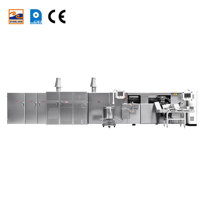 Línea de producción de rollo de huevo controlada por PLC 1.5KW Rollo automático de gofres para máquina de hornear