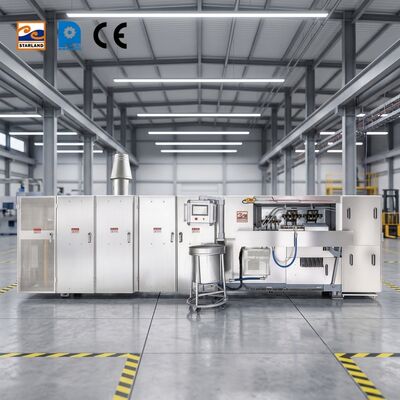 Línea de producción automática de cono de obleas con control de temperatura de pantalla digital y sistema de control PLC para una salida constante