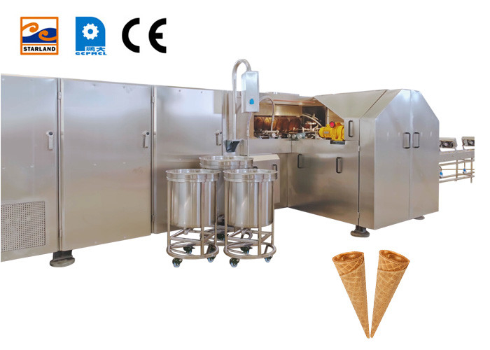 Línea de producción automática de cono de azúcar enrollado Máquina para hacer cono de galleta para hornear industrial de helado