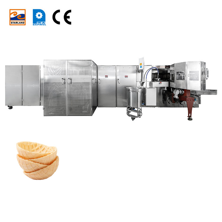 Línea de producción de cono de gofres de acero inoxidable Sistema automático de horneado de cestas de gofres en la industria alimentaria