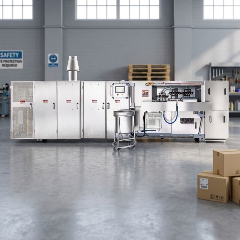 Equipo de producción automático de cono de obleas que proporciona soporte técnico de video después del servicio para mantener el producto consistente