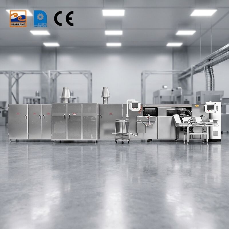 Línea de producción de rollos de huevo de acero inoxidable Línea de producción automática de rollos de gofre diseñada para capacidades de producción de 1800 horas en la industria alimentaria
