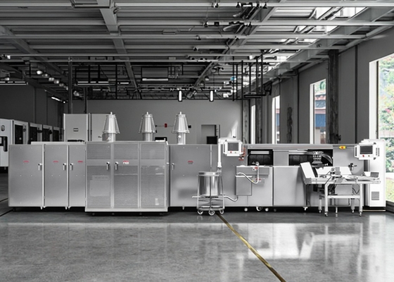 Línea de producción automática de rollos de huevo en modo operativo Máquina para hacer rollos de waffle